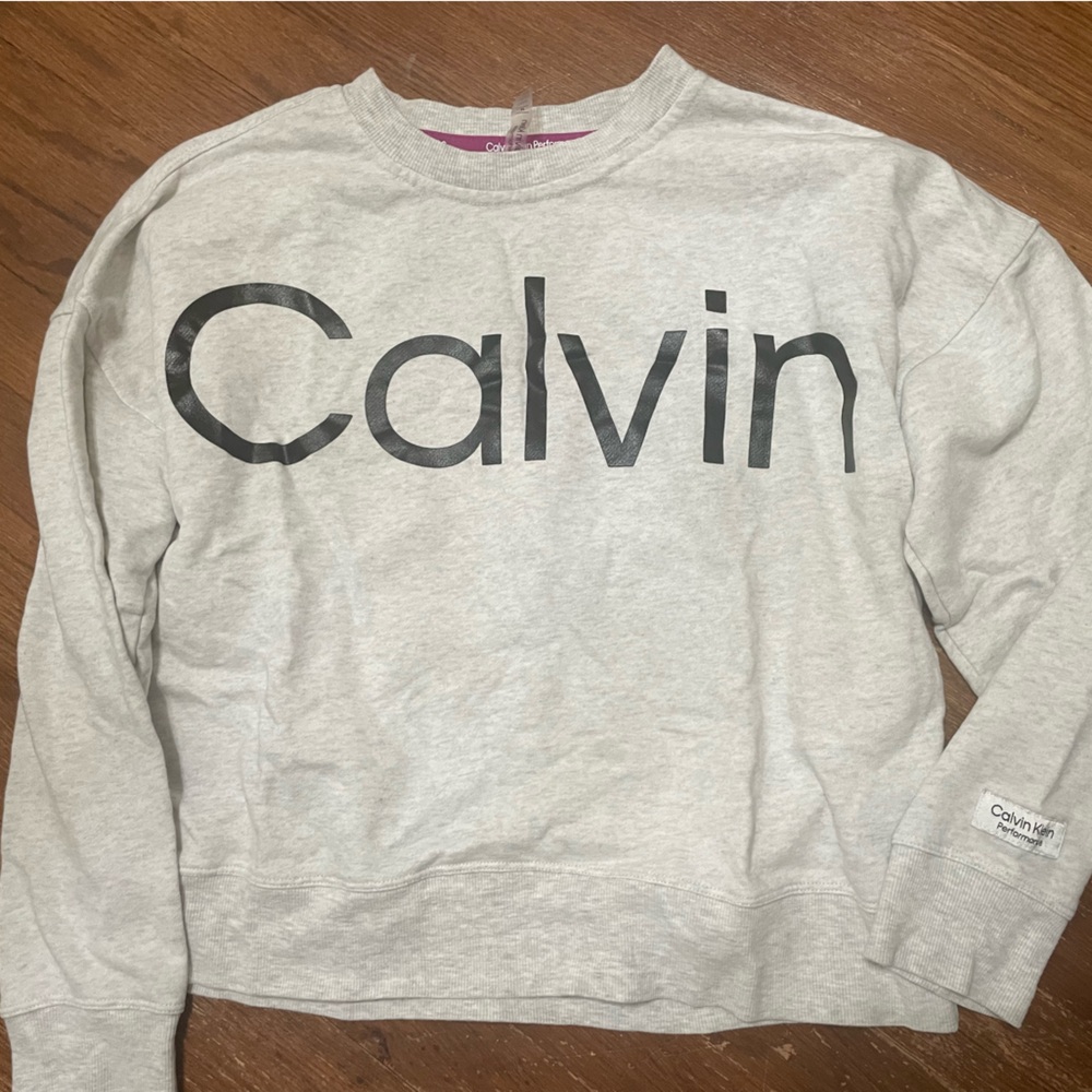 Calvin Klein Light Gray cropped Performance Top